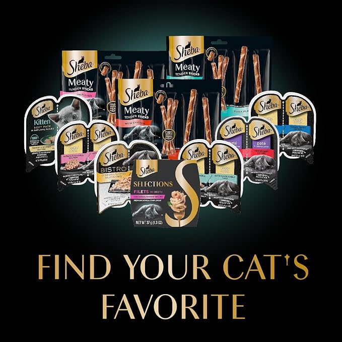 Sheba Selections Filets in Broth Adult Wet Cat Meal Complement Chicken & Shrimp Recipe, 1.3 oz. Cups, 12 Count