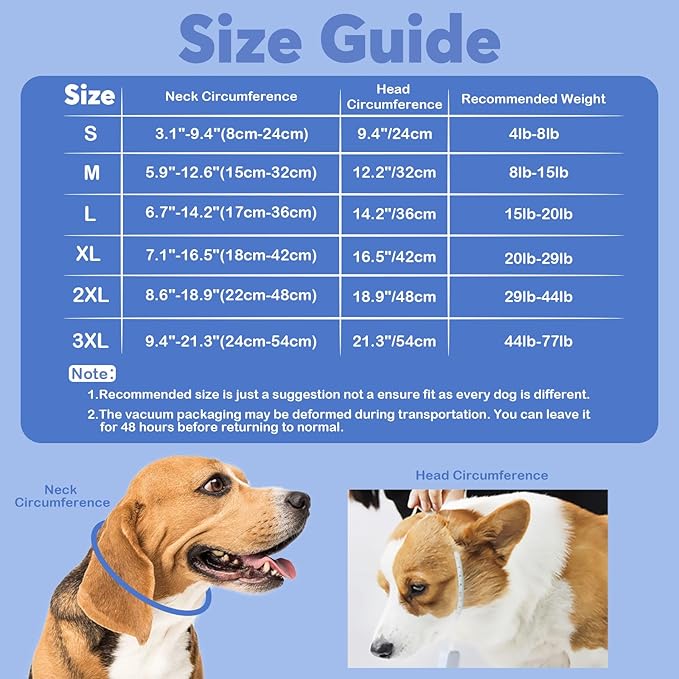 IDOMIK Dog Recovery Collar, Waterproof Soft Dog Cone After Surgery, Comfy Protective Elizabethan Collar Alternative for Dogs Cats, Adjustable Pet Neck Donut Cone Anti-Licking Biting Wounds,Navy,XL