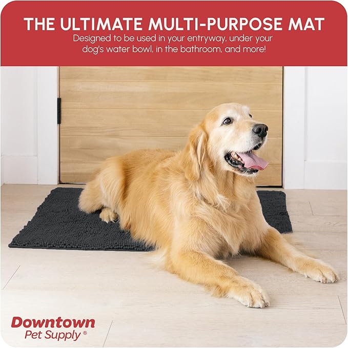 My Doggy Place Microfiber Dog Mat for Muddy Paws, 36" x 26" Charcoal - Absorbent and Quick-Drying Dog Paw Cleaning Mat, Washer and Dryer Safe - Non-Slip Rubber Backed Dog Floor Mat, Large