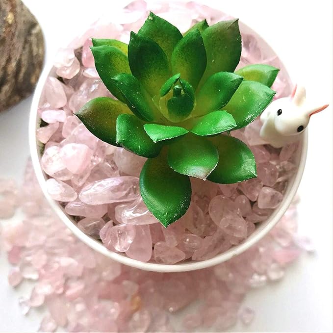 WAYBER 1 Lb/460g Natural Pink Quartz Crystal Stones Irregular Aquarium Pebbles Rock Sands for Turtle Tank/Succulent Plants/Vase Decoration (Fill 1 Cup)