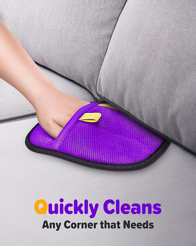 2025 Thickened Electrostatic Pet Hair Removal Gloves (2 Pcs) - Reusable Strong Grooming Gloves for Cats & Dogs, Hair Remover for Couch, Furniture, Carpet, Car Seats & Clothing (Purple)