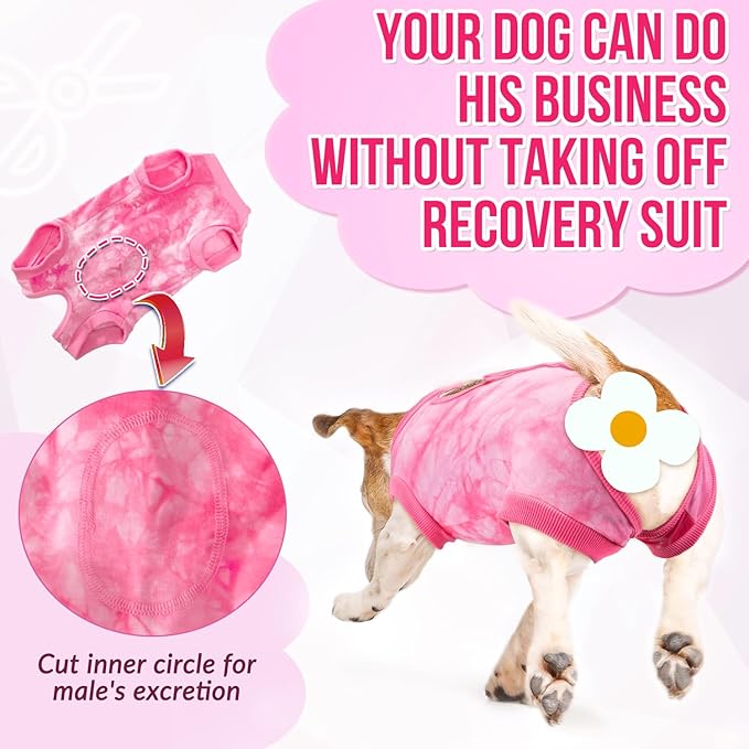 Lukovee Recovery Suit for Dogs, Onesie Surgery Recovery Suit for Female Male Dogs, Abdominal Wounds Cone E-Collar Alternative Prevent Licking Spay Recovery Suit (Pink,Medium)