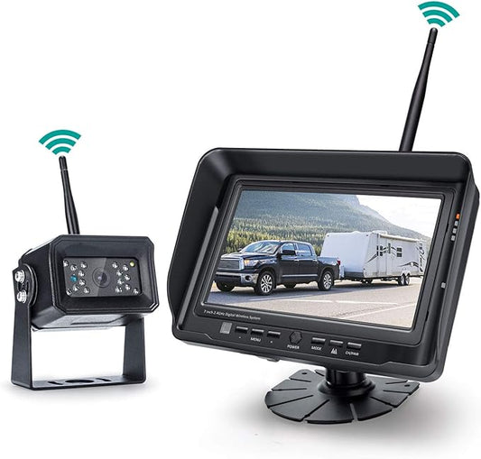 Digital Wireless Backup Camera System, No Interference, IP69k Waterproof Wireless Rear View Camera, 7’’ Display Wireless Reverse Monitor for RV/Truck/Trailer/Bus/Motorhome/5th Wheel/Pickup/Van