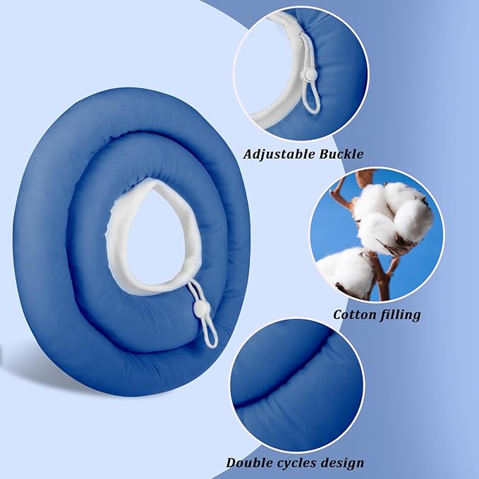 IDOMIK Dog Recovery Collar, Waterproof Soft Dog Cone After Surgery, Comfy Protective Elizabethan Collar Alternative for Dogs Cats, Adjustable Pet Neck Donut Cone Anti-Licking Biting Wounds,Navy,M