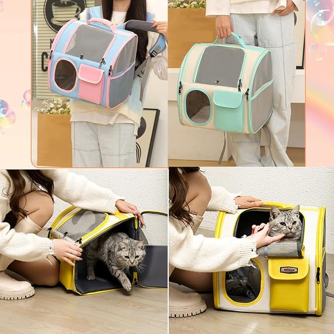 【See-Through Bubble Window】 Pet Carrier Backpack for Cats & Small Dogs | Bubble Backpack with Breathable Mesh | for Travel, Hiking, Camping & Outdoor | Hands-Free Pet Carrier for Animals Up to 15lbs