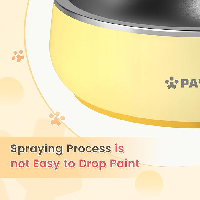 Pawaii Small Dog Bowls, 12 oz. Food Water Bowl Designed for Puppies and Cats with Non-Slip Rubber Base, Upgraded Metal Insulated, Double Stainless Steel Bowls, Cheese Yellow