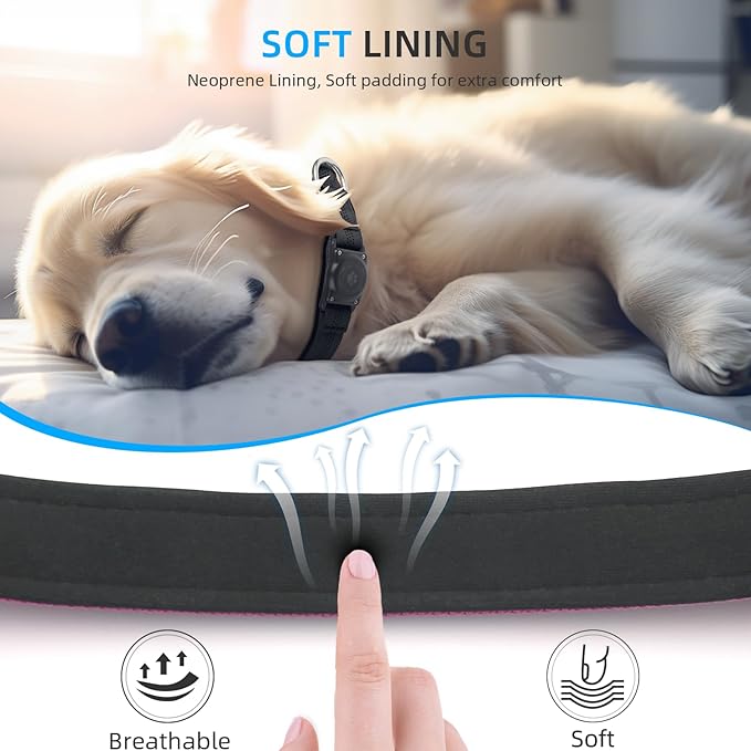 Upgraded AirTag Dog Collar, IP68 Waterproof Air Tag Dog Collar Holder, Reflective, Ultra-Durable, Comfortable Padded, Heavy Duty Dog Collars for Small Medium Large Dogs (S (10.6"-13.6"), Pink)