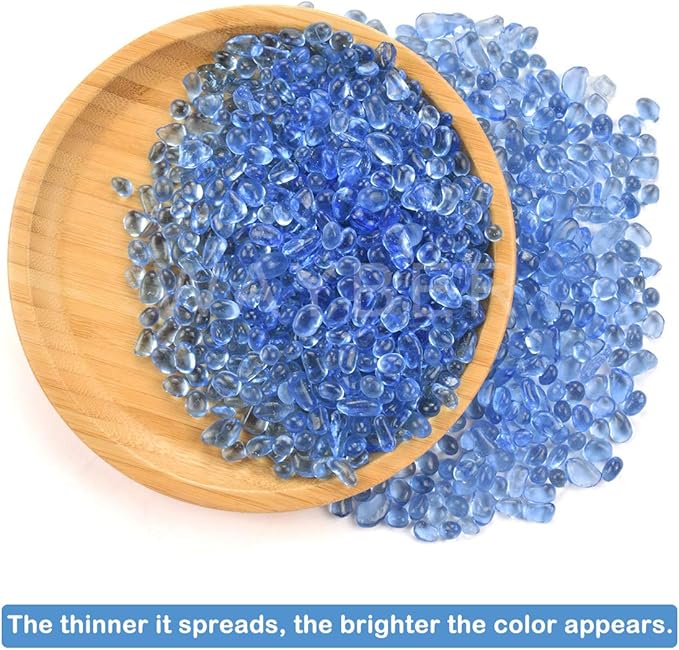 WAYBER Glass Stones, 1Lb/460g Irregular Sea Glass Pebbles Non-Toxic Artificial Gemstones for Vase Filler/Terrarium Aquarium Turtle Tank Decoration/Handmake Artwork, Light Blue