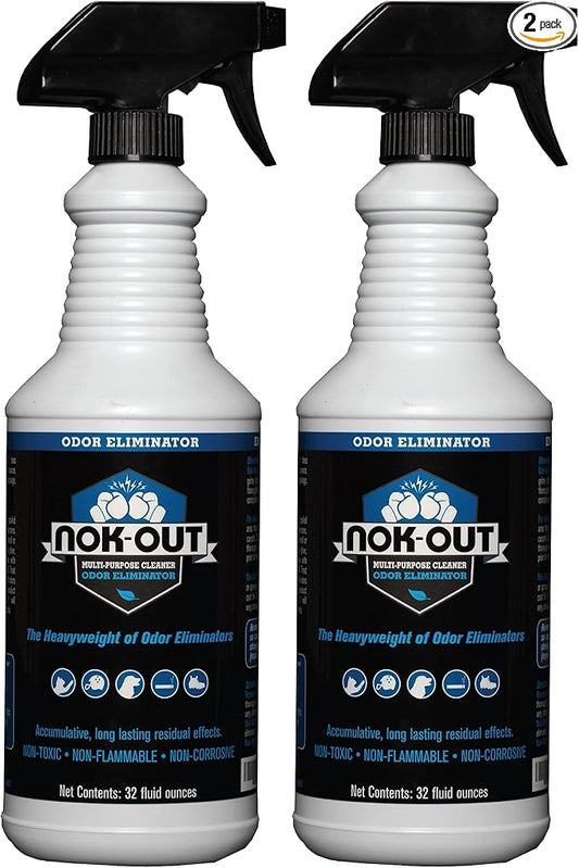 NOK OUT Odor Remover, Pet Deodorizer and Cleaning Spray, Made in the USA, 32 Fluid Ounce Spray, 2-Pack