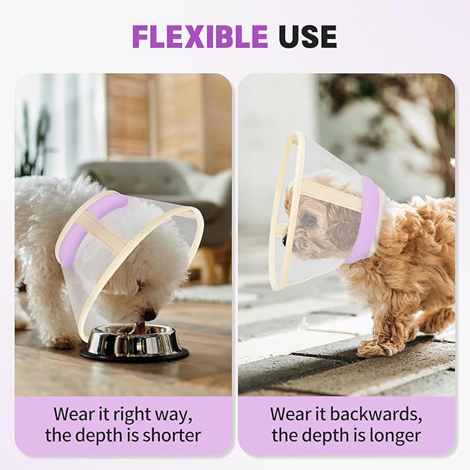 Soft Dog Cone Collar to Stop Licking-Adjustable Comfortable Mesh Recovery Collar After Surgery for Small Miniature Dogs, Alternative to Plastic Elizabethan Collars for Neuter Incision Care (Purple,L)
