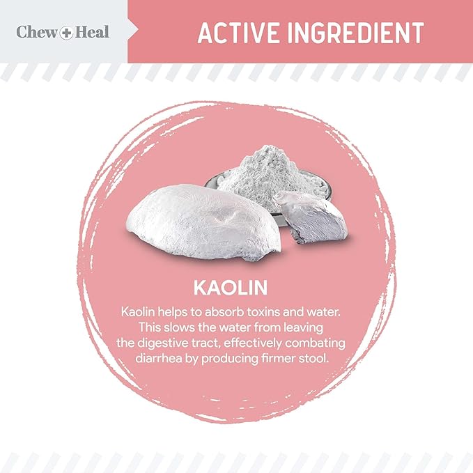 Chew + Heal Labs Anti Diarrhea for Dogs - 12 oz. of Stop The Diarrhea Liquid Supplement with Kaolin for Upset Stomach Relief - Made in The USA