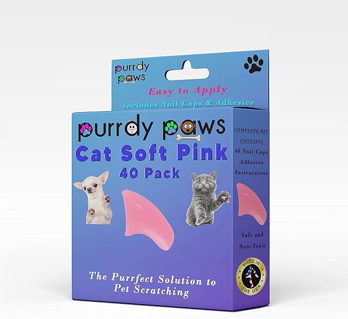 40 Pack Soft Nail Caps for Cat Claws Soft Pink Medium