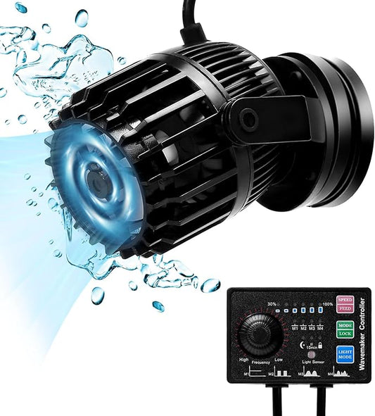 Submersible Pump, Aquarium Wave Maker for 20-60 Gallon Fish Tanks 2133 GPH Adjustable Circulation Pump with Controller and Magnet Suction Base Submersible Power Head Air Pump for Fresh Salty Water