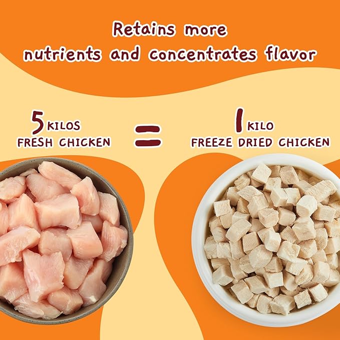 Jungle Calling Freeze Dried Chicken Cat & Dog Treats, Single Ingredient Chicken Bites for Cats & Dogs, High Protein Pet Training Treats, Edible Organic Food Topper, 10.58 oz