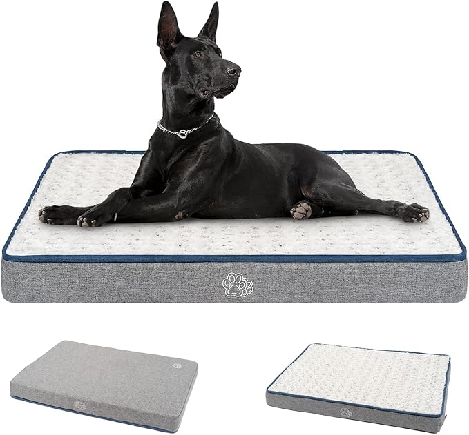 EMPSIGN Reversible Cool and Warm Dog Bed for Crate Pad, Pet Beds with Washable and Removable Cover, Dog Crate Beds Sleeping Mats, Beds for Dogs Crate for Large Medium Small Dogs, Grey