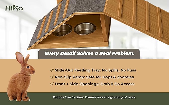 Wooden Rabbit Hideout Castle – Indoor Bunny House & Hut for Rabbits, Guinea Pigs, Chinchillas & Small Pets – Medium Size Habitat – Durable Wooden Rabbit House for Indoor & Outdoor Use