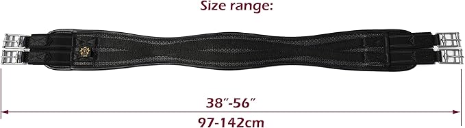 T TEKE Contoured Chafeless Girth for Horses, Airflow Waffle PVC Foam Construction with Double Side Heavy Duty Cotton Elastic and Stainless Steel Buckles (38"-56")