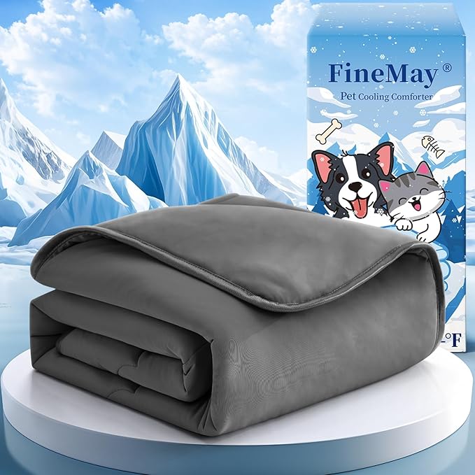 Cooling Blanket for Dogs, Lightweight & Durable Dog Cooling Mat, Q-MAX>0.45 Soft Breathable Pets Comforter for Couch, Bed & Car Essential - Dark Grey 50x60 Inches
