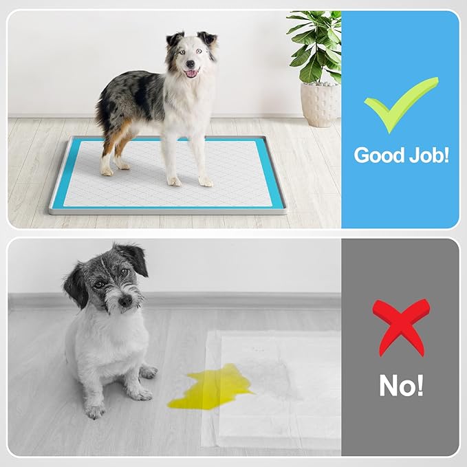 Pee Pad Holder for Dogs,Silicone Dog Puppy Pad Holder, 24 x 24 No Spill Raised Lip High Edge,Portable, Leak-Proof Mat Holder for Dog Training Pads,Square Potty Trays for Home Floor Protection