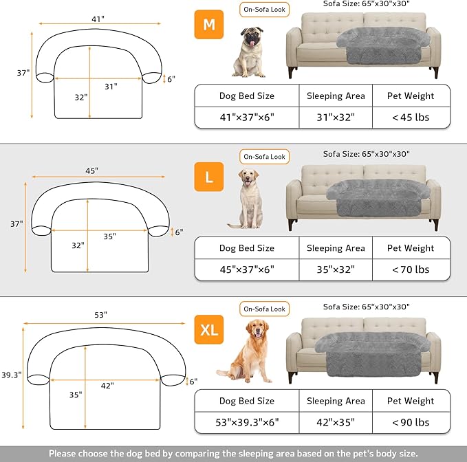 GGIB Calming Dog Bed Fluffy Plush Dog Mat for Furniture Protector with Removable Washable Cover for Large Medium Small Dogs and Cats (Large, Grey)