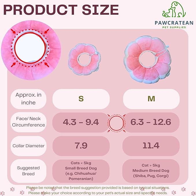 Adjustable Comfy Flower Style Elizabeth Collar for Cats and Puppies Soft Recovery Cone Pet Protective Neck Collar (Pink, Medium)