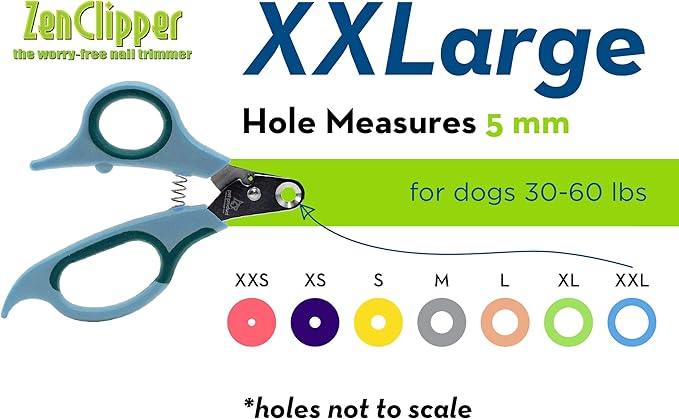 Zen Clipper Pet Nail Clipper for Dogs – Dog Nail Trimmer for Safer Pet Grooming Care - Clean, Quiet, and Easy-to-Use Stainless Steel Claw Trimmer - (5mm Hole)