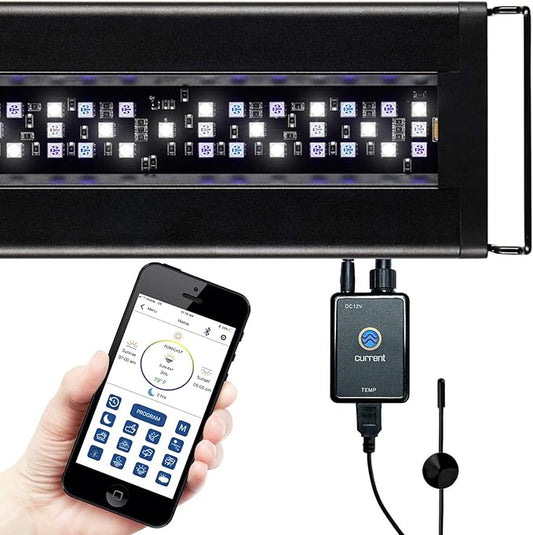 Current USA 24"-36" Inch Orbit Marine LED Saltwater Reef Marine Aquarium Light with Bluetooth App Control | Wireless Lighting & eFlux Wave Pump Control for Fish Tank (4201)