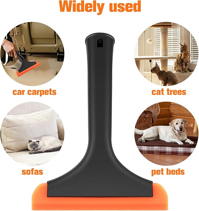 Silicone Pet Hair Removal,Pet Hair Rubber Carpet Rake Cat Dog Hair Remover with 8in Long Handle Pet Hair Remover for Furniture Couch Carpet