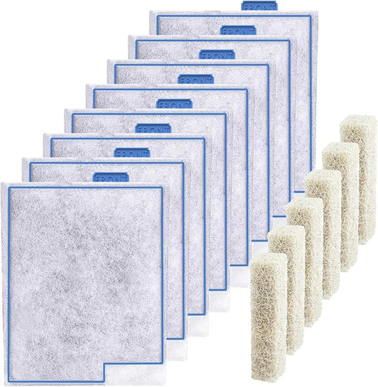 Large Filter Cartridges Replacement Compatible with Aqueon QuietFlow Filter LED PRO Size 20,30,50,75/Power Filter Size 20,30,50,55/75, E Internal Size 40 and Canister Filter (8+6 Pack Filter Pads)