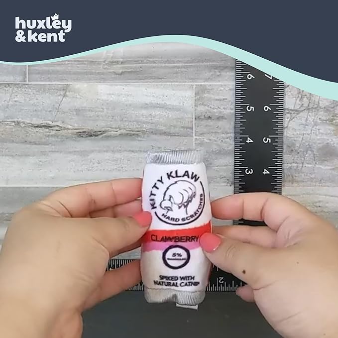 Huxley & Kent Plush Cat Toy - Interactive Catnip Toy for Cats & Kittens - Soft Kitty Toy with Crinkle & Catnip - Fun Indoor Play Toy - Kitty Klaw Clawberry
