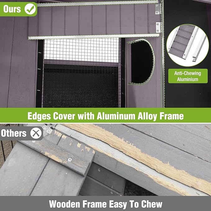 GUTINNEEN Rabbit Hutch Guinea Pig Cages Indoor with Stand Wooden Small Animals Cage Hutch Hamster Cage with Hideout,Pull Out Tray, Anti Chew Ramp (Grey)