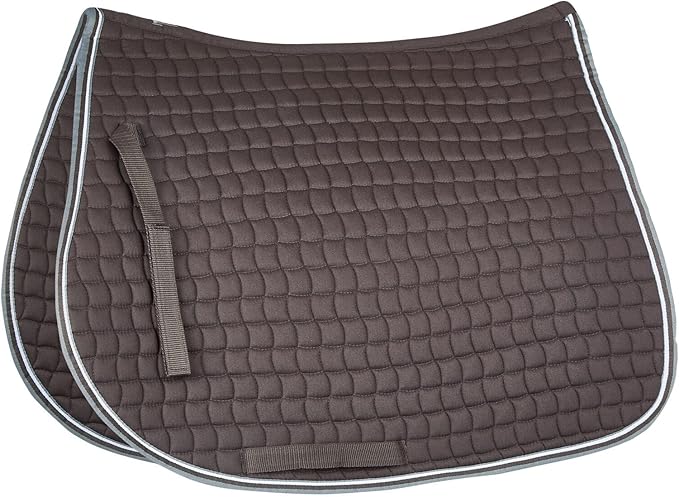 HORZE Adepto Padded All Purpose Quilted Equestrian Saddle Pad for Horses with Two-Tone Trim