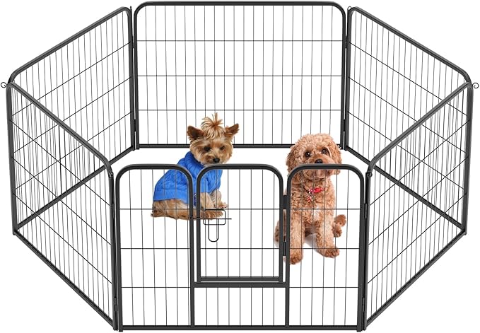 BestPet | Dog Playpen | 24 Inch, 6 Panels | Heavy Duty Metal Pet Exercise Pen | Indoor Outdoor Fence Panels | Rust-Resistant, Removable, Tool-Free Setup | Anti-Skid, Expandable Design