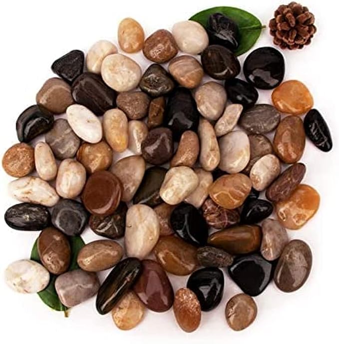 [18 Pounds] Aquarium Gravel River Rock, Natural Polished Decorative Gravel,Garden Outdoor Ornamental River Pebbles Rocks, Polished Gravel, Mixed Color Stones,for Landscaping, Vase Fillers (20)