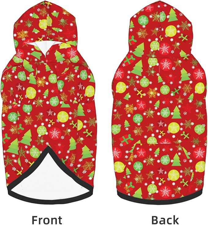 Christmas Tree Print Hoodie,Christmas Cosplay Dog Clothes with Pocket and Hat Winter Clothes Sweaters Xx-Large