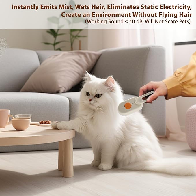4 in 1 Cat Steam Brush, Rechargeable Steam Brush for Cats and Dogs, Anti-Static Cat Spray Brushes, Massage, Cleaning, Shedding & Combing All In One! Beige