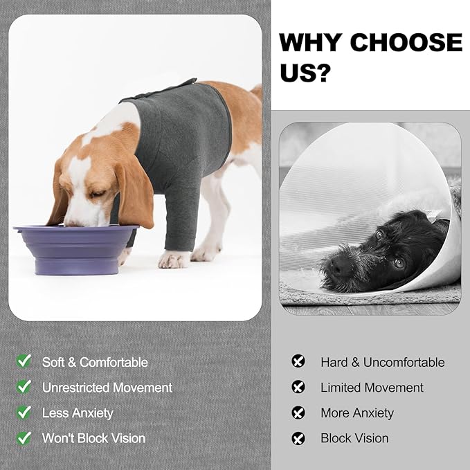 IDOMIK Dog Recovery Suit, Dog Surgery Recovery Suit Front Legs, Comfy Joint Leg Sleeves After Surgery, Elbow Braces Protector for Leg Injuries & Joint Pain, Cone Collar Alternatives,Grey,2XL