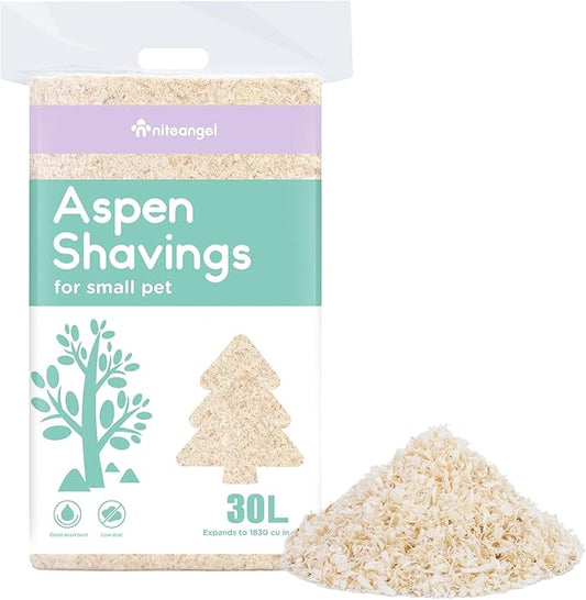 Niteangel Aspen Shaving Hamster Beddings for Syrian Dwarf Hamster Gerbil Mice Degu Rat Rabbit Bunny Guinea Pig Chinchilla Hedgehog or Other Small Pets (30L - Mini)