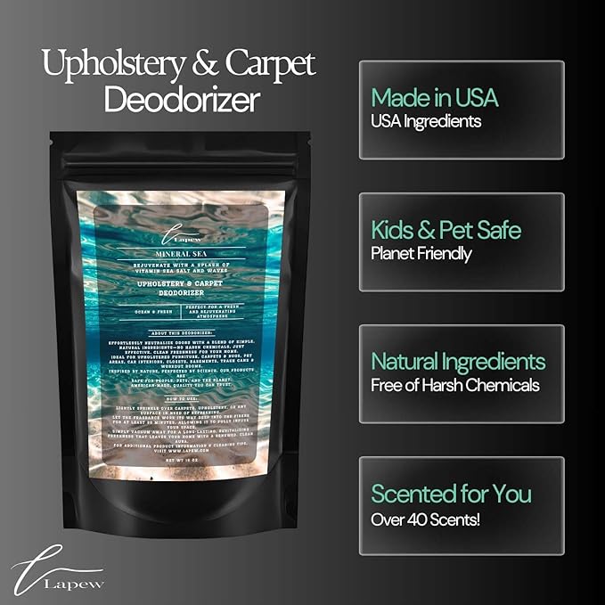 Mineral Sea Carpet Freshener Powder: Powerful Odor Eliminator for Home, Upholstery Deodorizer, Carpet Deodorizer, Pet Urine, Cat Litter Box - Mineral Sea Fragrance