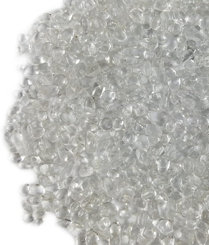 Lustering Decorative Round Glass Beads - Glass Marbles & Pebbles, Clear/Transparent 3-6mm, 1-Pound for Fire Pit Crafts, Resin Art, Vase Filler, Fish Tank & Aquarium Decoration