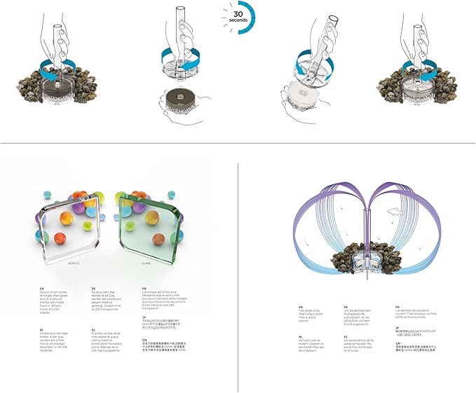 biOrb Classic 60 Acrylic 16-Gallon Aquarium with Multi-Color Remote-Controlled LED Lights Modern Tank for Tabletop Display, Black