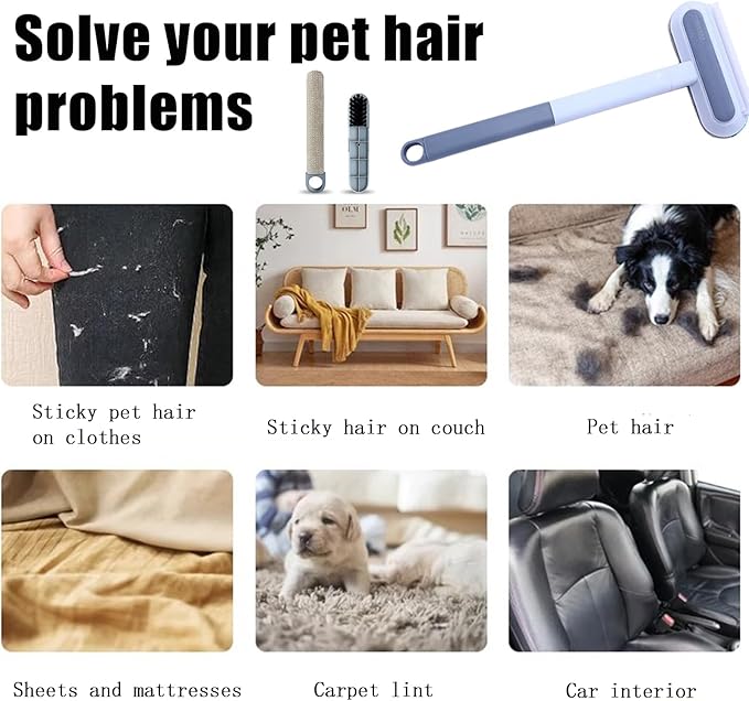 Cat Hair Remover 4-in-1 Multi-Functional Pet Hair Remover Brush,17.7Inch, Reusable Washable Lint Cleaner for Dog and Cat Hair, Gentle on Furniture, Sofas, Pet Beds, Bedding, Carpets, Clothing