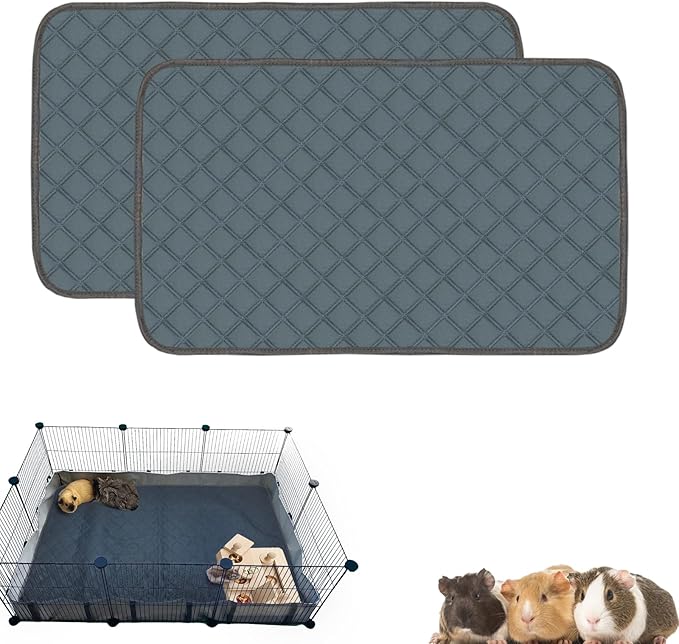 2 Pack Guinea Pig Cage Liners for C&C 2x3 Habitat Guinea Pig Bedding Washable | Super Absorbent | Waterproof | Non Slip | Reusable Guinea Pig Pee Pads for Small Animals Cages - 41.3" x 27.6"
