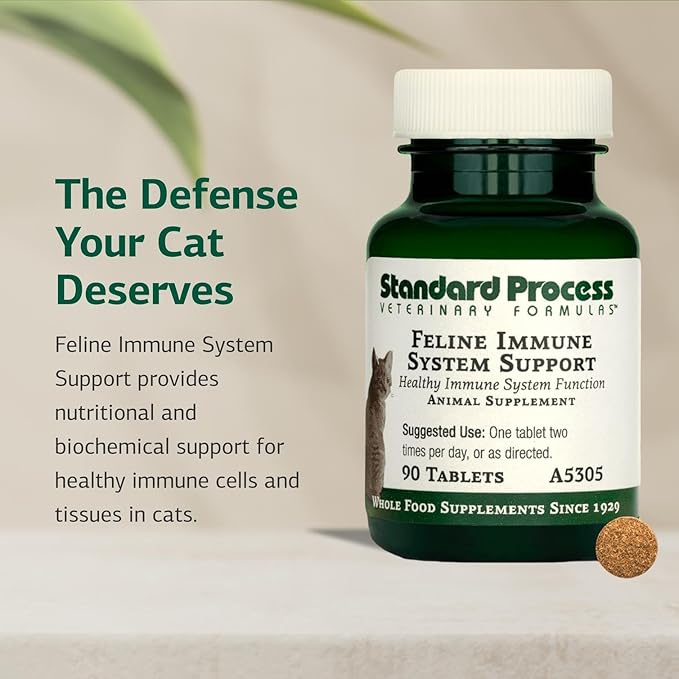 Standard Process Inc. Feline Immune System Support - Nutritional Supplement for Feline Immune Health Support - Cat Supplement Tablets to Aid Healthy Immune Cells & Tissue - 90 Tablets