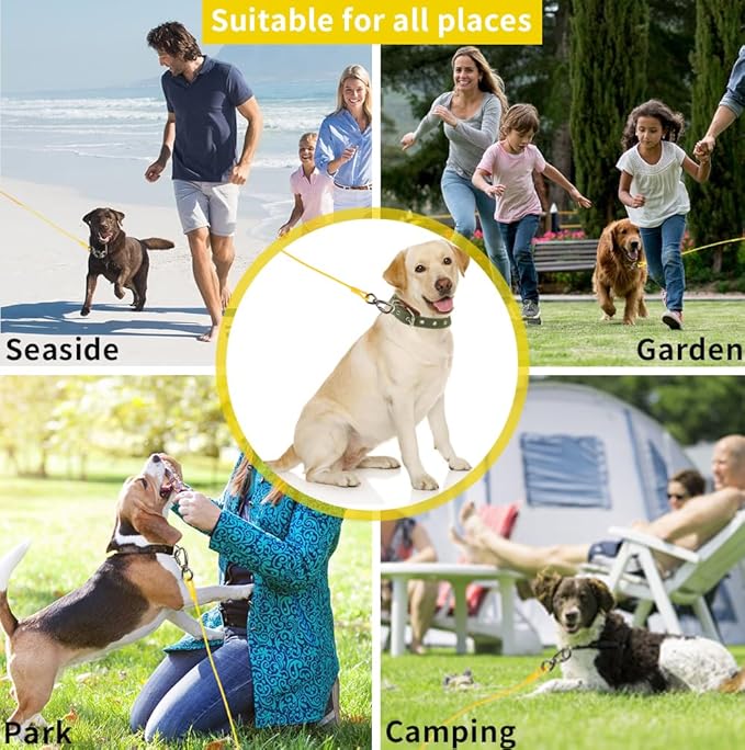 Dog tie Out Cable, 10/20/25/30/50/70/100 feet, Suitable for Dogs up to 350 pounds, Dog Cable with Swivel Buckle, Lightweight, Non-Winding, for Outdoor Camping, Chain for Yard (Yellow, 10FT)