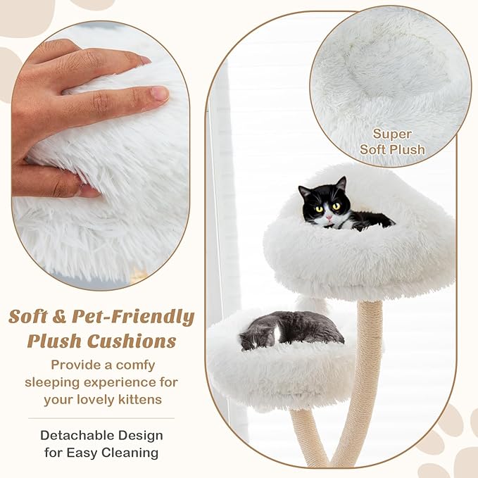 PETSITE 70" Tall Cat Tree, Cat Tower with Scratching Posts and Board, Multi-Level Cat Tower for Large Cats 20 lbs+ with 3 Cozy Perches and Dangling Balls, Modern Cat Tree for Indoor Cats Large Adult