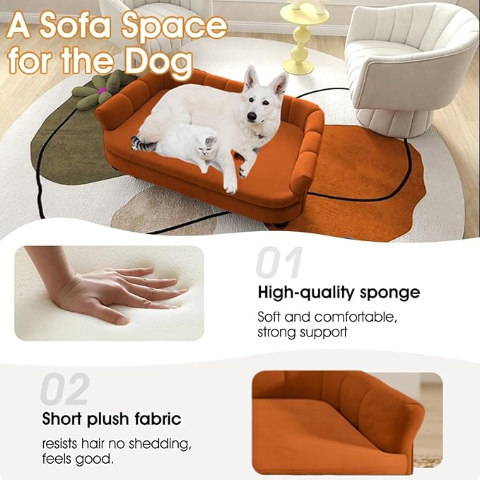 Dog Couch Sofa Bed, Comfortable Pet Sofa for Large and Medium Dogs, Soft Velvet Cushion, Durable Dog Furniture for Living Room