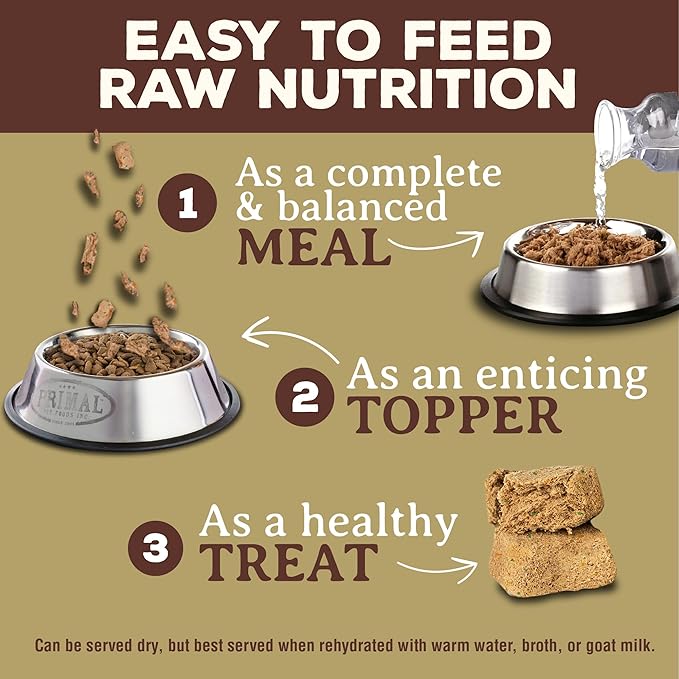Primal Freeze Dried Raw Cat Food Nuggets Venison, Complete & Balanced Meal or Topper, Premium, Healthy, Grain Free, High Protein Raw Cat Food with Probiotics (14 oz)
