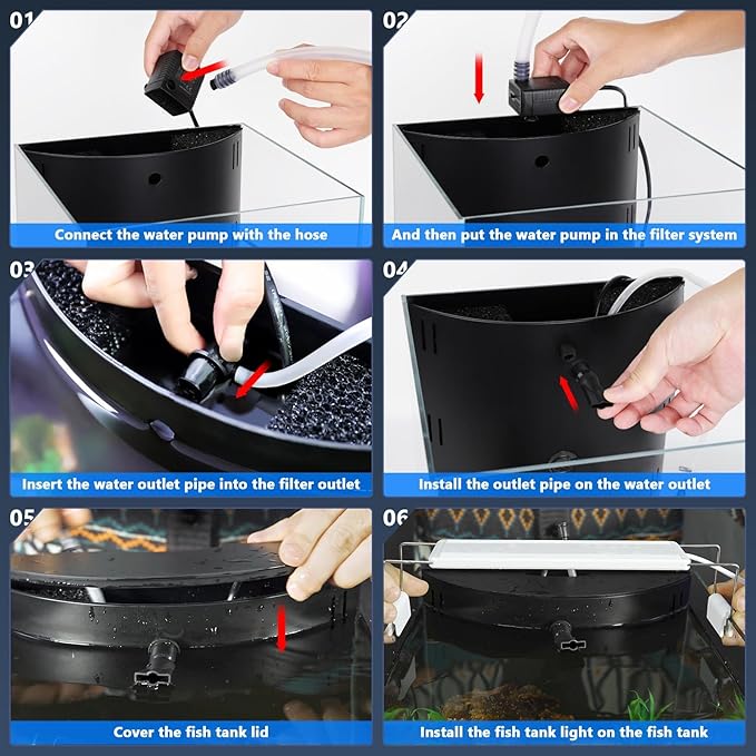 fishkeeper 4 Gallon Fish Tank Starter Kit, Small Aquarium with Filter and Adjustable 3 Color Lighting Self Cleaning Fish Bowl Rimless Aquarium for Beginners (Freshwater Fish Tank)