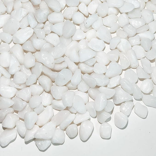White Pebbles for Indoor Plants, 3/8 Inch Decorative White Stones. Polished River Rocks for Potted Plants Vase Cactus Bird Bath and Outdoor Garden Landscaping